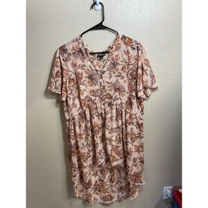 Torrid Floral Chiffon Lexie Babydoll Hi Low Tunic Top Plus 2X Size 2 PeachBlouse